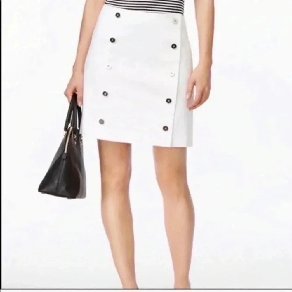 Michael Kors white button front skirt 6P